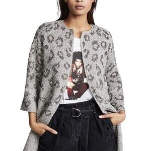 Cupcakes and Cashmere Animal Print Cardigan Size XS Gray NWT Anthropologie